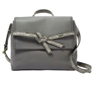 Fossil Willow Leather Crossbody Gray Pewter Python Gray Handbag Used